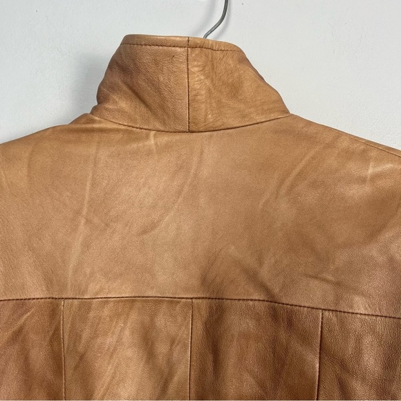 Vintage leather factory brown tan zip up coat size large - Picture 9 of 10